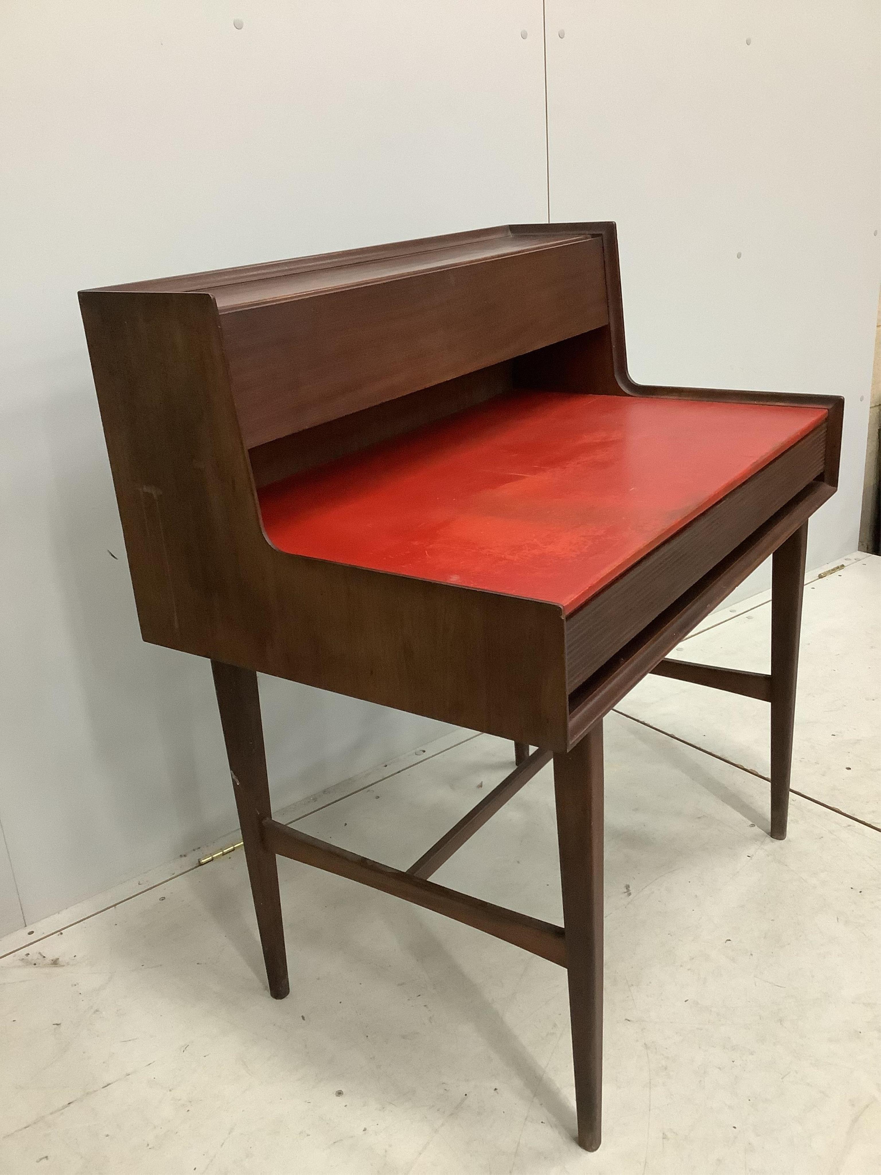 Richard Hornby. A mid century Afromosia desk, width 91cm, depth 58cm, height 102cm. Condition - good